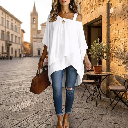 New Solid-color Patchwork Casual Top With A Shoulder Strap